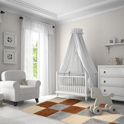 Amylove 36 Pcs Foam Interlocking Carpet Tiles,Apricot, Coffee, Gray - color: Apricot, Coffee, Gray
