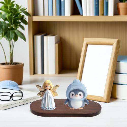 Walnut Wood Display Base Oval Pedestal Stand 9x18x1cm Solid Hardwood Tray for Home Decoration Perfume Holder and Car Ornament Showcase