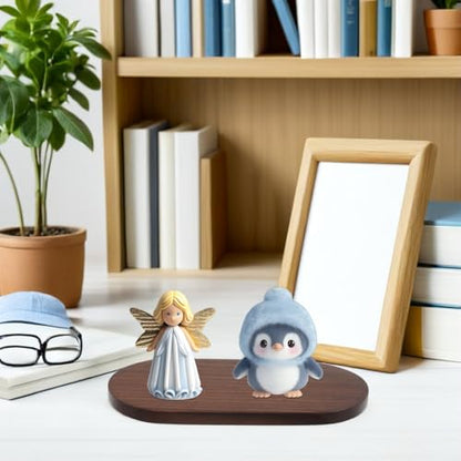 Walnut Wood Display Base Oval Pedestal Stand 9x18x1cm Solid Hardwood Tray for Home Decoration Perfume Holder and Car Ornament Showcase