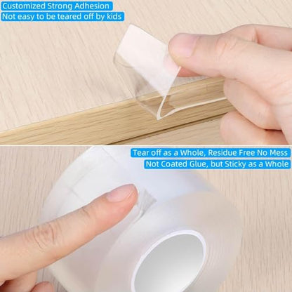2Pack Clear Edge Protector Strip, 0.8in x 9.84FT(19.68FT Total), Sharp Edge Wrap Cover Tape, Self Adhesive Protective Bumper Guards for Cabinet Door Desk Glass Table Furniture, Kitchen Countertop - size: 2 Pack x 0.8in x 9.84FT