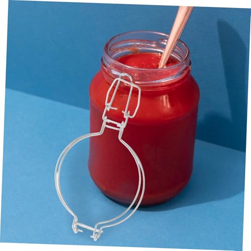 Tofficu 2pcs Stainless Steel Spring Sealing Clips for Glass Jars 93mm Wire Buckles Food Preservation Airtight Seal for Kitchen Canning and Storage