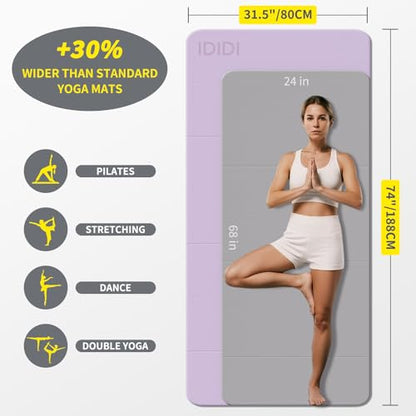Foldable Yoga Mat Extra Large 74"×31.5" - color: Light Purple+Black