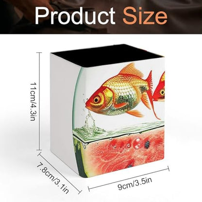 Pen Holder Round Pencil Holder Waterproof Pens Holders Cup Fish Tank And Watermelon Pen Holder for Desk Makeup Brush Holder Pencil Cup Holder for Office Pencils Organizer