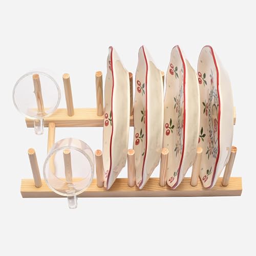 Kunovo Bamboo Dish Rack,Pot lid/Plate/Cutting Board Organizer for Kitchen cabinets,Bottle Drying Holder… - color: 6g