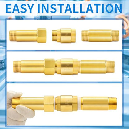 ChillWaves Brass In-Line Spring Check Valve 1/2" NPT Male x 1/2" NPT Female Thread, One-Way Non-return Vertical Check Valve for Backflow Prevention(1-PACK) - size: 1/2" MNPT x 1/2" FNPT, style: PACK OF 1