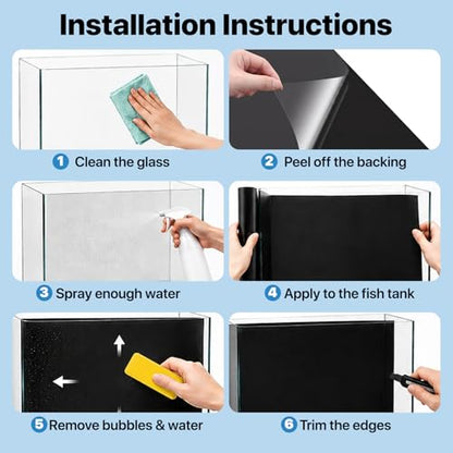 Black Aquarium Background, Static Cling Fish Tank Backdrop Wallpaper, Glue-Free, Reusable PVC Aquarium Décor Backgrounds, Easy to Install, Traceless Removal(17.5"x 78.7") - size: 17.5" x 78.7"