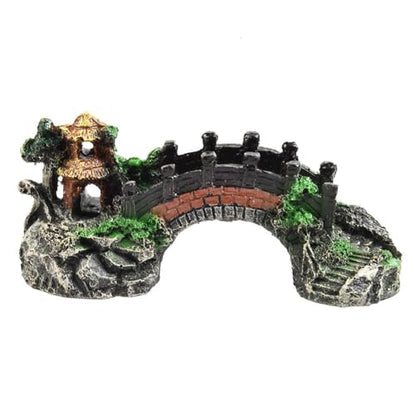 Resin Aquarium Bridge Ornament for Fish Tank Aquascaping – Natural Landscape Decoration, Water-Safe Synthetic Resin, 7.5 x 3.3 x 2.6 in, Non-Toxic & Porous for Beneficial Bacteria