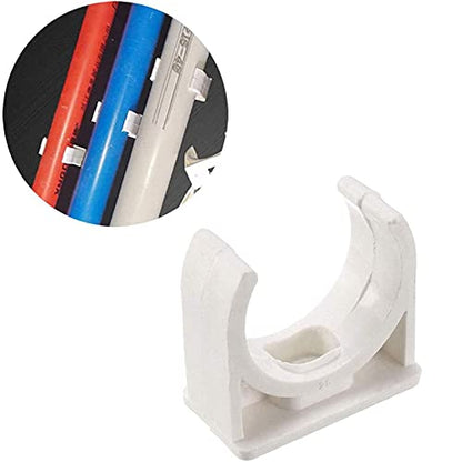 100 Pcs U-Shaped PVC Water 20mm Pipe Clamps Clips, U-Shaped Buckles Fit for 3/4" (20mm) Water Pipes and TV Trays Tubing Hose Hanger Support Pex Tubing （White 20mm）