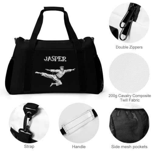 Personalized Taekwondo Karate Duffle Bag for kids Boy Girls,Custom Name Martial Arts Gear Bag,Water-Resistant Sparring Equipment Black Taekwondo - color: Taekwondo Karate-03