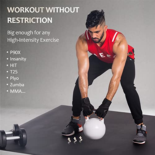 GXMMAT Large Exercise Mat 6'x4'/6'x5'/6'x6'(7mm) - color: Black Real, size: 6*4 FT