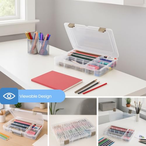 ArtBin 4006AB Medium Solutions Box with Dividers, Art & Craft Organizer, [1] Plastic Storage Case, Clear