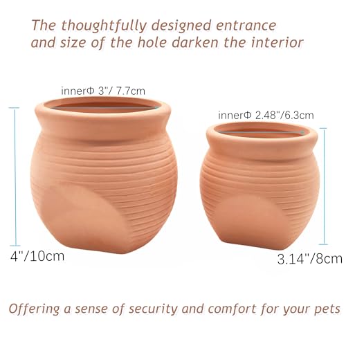 M2cbridge Pottery Ceramic Jar Natural Clay Vase for Cichlid Small Fish Shrimp Aquarium Decor to Play Hide Breed Habitat (Red Pots, 2pcs)