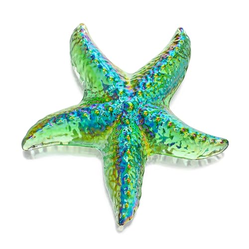 H&D HYALINE & DORA Glass Starfish Green Handmade Glass Sea Animal Figurine Mini Starfish Collectible Ornament for Beach Decor