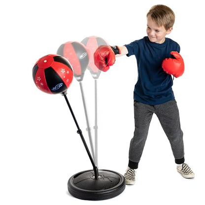 Punching Bag for Kids & Boxing Gloves Set - Adjustable Freestanding Speed Bag with Spring-Loaded Stand, Junior Boxing Gloves & Hand Pump - Portable, Easy Assembly for Boys, Teens, Toddlers Ages 4+ - size: Small