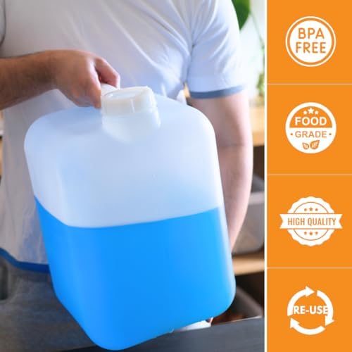 FastRack 5 Gallon Hedpak Jug with Screw Cap | 3-Pack BPA-Free Food-Grade HDPE Water Container, Leak-Resistant White | For Brewing, Fermentation & Emergency Water Storage
