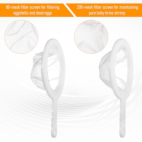 2 PCS Baby Brine Shrimp Net Sieve, 80 Mesh 200 Mesh Kit, Small Fish Aquarium Net for Brine Shrimp Eggs Hatchery, Fry Eggs for Hatching Baby Fish Separator