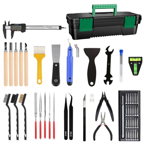 3D Printer Tool Kit, 68Pcs 3D Printing Tool Kit Assembly/Removal/Digital Caliper/Deburring/Model Processing/Spirit Level/Cleaning Tool Set Box 3D Printer Accessories for 3D Printing