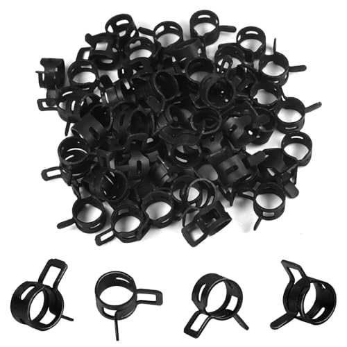 60Pcs 0.39"(10mm) ID Spring Band Hose Clamps, 3/8" ID Fuel Line Hose Clamp, Low Pressure Air Clamp, Water Pipe Air Tube Silicone Vacuum Hose Clamp, Bushing Automotive Replacement Fastener - size: 10mm, style: 60-Packs