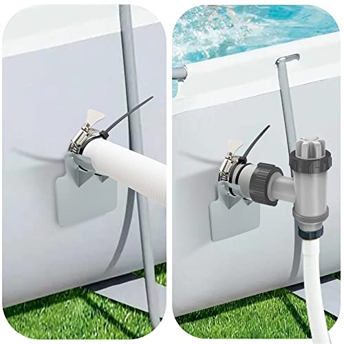 Swimming Pool Pipe Holders 3 PCS, Fits 1.5'(MAX) Above Ground Swimming Pool Hose Support Brackets, Prevent Pipe Sagging, with 3 Tapes, 6 Cable Ties& 3 Stainless Steel Hose Clamps