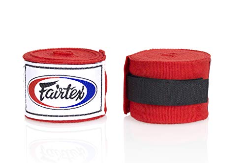 Fairtex HW2 Elastic Cotton Handwraps, 120' and 180" Full Length Hand Wraps-Many Colors - color: Red, size: 120"