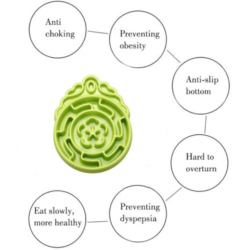 Slow Feeder Dog & Cat Bowl - Interactive Maze Puzzle Dish for Healthy Digestion, Anti-Gulping Food Grade Feeder(Green)