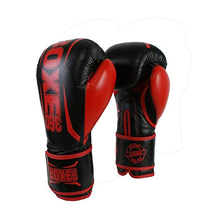 Boxing Gloves | Genuine Cowhide Real Leather | Muay Thai, Kickboxing, Sparring & Training | Pro Punching Gloves for Men & Women - color: BLACK/RED, size: 10OZ