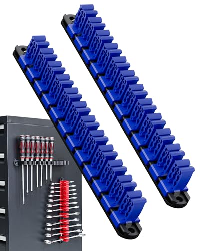Magnetic Screwdriver Organizer and Wrench Organizer for Workshop, Garage | Heavy-Duty Tool Organizer with Magnet & Space-Saving Tool Holder | Gift for Father, Brother, Boyfriend (2 pcs, Blue) - color: Blue, size: 2 pcs