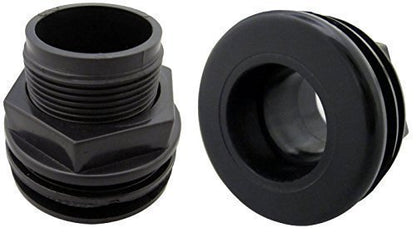 AM Brand 1" Slip x Slip 1" 3/4" Hole Twin Pack - Black PVC Aquarium Bulkhead Fitting - For Aquariums & Filtration Sumps