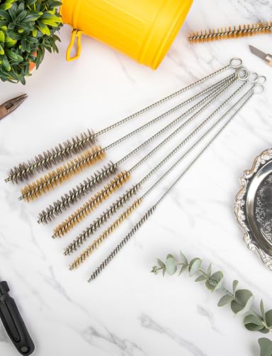 7pcs Brass Wire Brushes Set, 12 inch Pipe Cleaner Brush，Parts Cleaning Brush Bore Brushes for Tubes, Cylinders, Bottle, Auto Parts (6mm/8mm/10mm/12mm/15mm/18mm/20mm) - style: BrassWireBrush7PCS