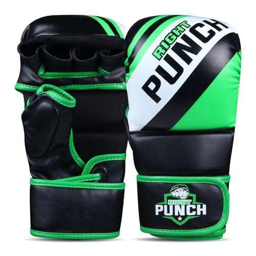 Hybrid MMA Sparring Gloves for Grappling, Kickboxing, and Open Palm Martial Arts - color: Green, size: Medium