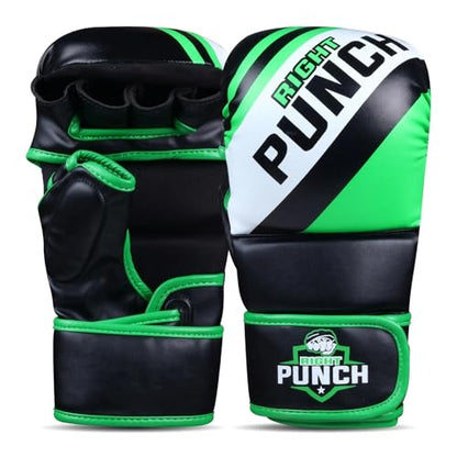 Hybrid MMA Sparring Gloves for Grappling, Kickboxing, and Open Palm Martial Arts - color: Green, size: Medium
