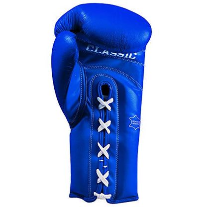 Title Classic Leather Lace Training Gloves 2.0 - Lace Up Boxing Glove, Boxing Competition Gloves, Boxing Sparring Gloves, Boxing Training Gloves, Boxing Bag Gloves, Boxing Gloves - color: Blue, size: 18 oz
