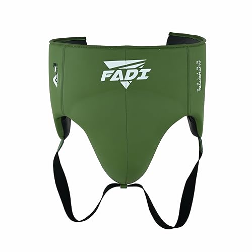 A1 No Foul Boxing Groin Protector with Built-in Cup, Cowhide Leather Athletic Supporter for Men, MMA Muay Thai Kickboxing Sparring Gear S-XL - color: Green, size: Large