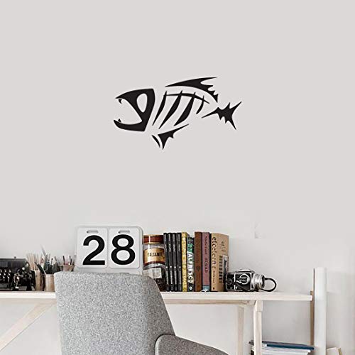 Fish Skeleton (Black) (Set Of 2) Premium Waterproof Vinyl Decal Stickers For Laptop Phone Accessory Helmet Car Window Bumper Mug Tuber Cup Door Wall Decoration