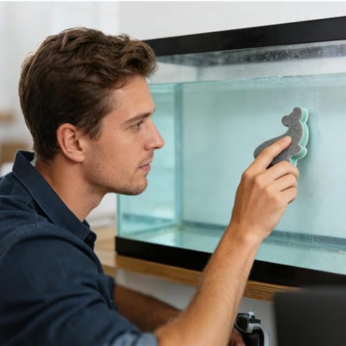 Fish Tank Cleaning Scrubber Set, Double Sided Non Scratch Pad Tools, Aquarium Glass Cleaner Kit, Home Cleaning Use, Kitchen Bathroom Sink Mirror Care, Corner Maintenance Accessory