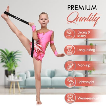 Cheer Stretching Strap for Flexibility Training and Stunt Practice | Durable Stretch Band to Improve Flexibility and Range of Motion, Essential Accessory for Cheerleaders - color: Black