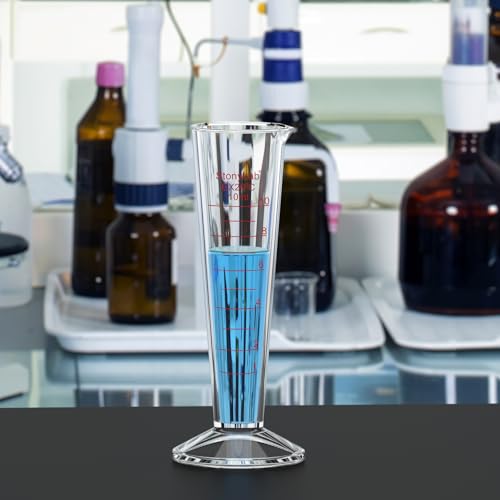 stonylab Graduated Cylinder, 1-Pack Borosilicate Glass Conical Measuring Cylinder Beaker with Wide Mouth and Pour Spout for Precise Measurement, 10 ml - size: 10 ml