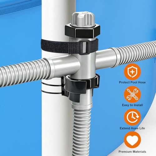 succulentlovers Swimming Pool Plunger Valve Bracket, Swimming Pool Hose Bracket Holders with Zip Ties & Straps Compatible with Most Brands, Pool Pipe Holders Support for Above Ground Pools Accessories