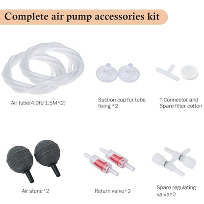 3W 80GPH Adjustable Aquarium Air Pump, Upgrade Quiet Oxygen Pump, Powerful Air Aerator for Fish Tank up to 120 Gallon - size: 3W-Blue