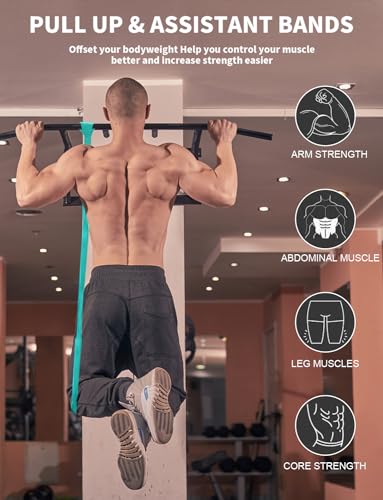 Pull Up Bands, Resistance Bands Set, Exercise Workout Bands for Men & Women, Ideal for Body Stretching, Physical Therapy and Muscle Training - color: Cyan