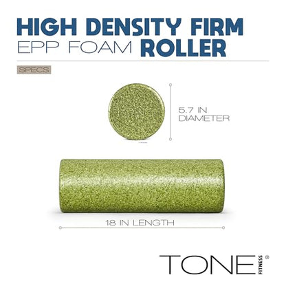 TONE Fitness Firm High-Density Foam Roller for Exercise, Massage & Recovery - color: Black, size: 18 Inch