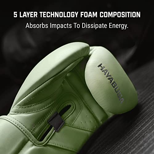 Hayabusa T3 Kanpeki Leather Boxing Gloves - color: Summer Moss Green, size: 12oz