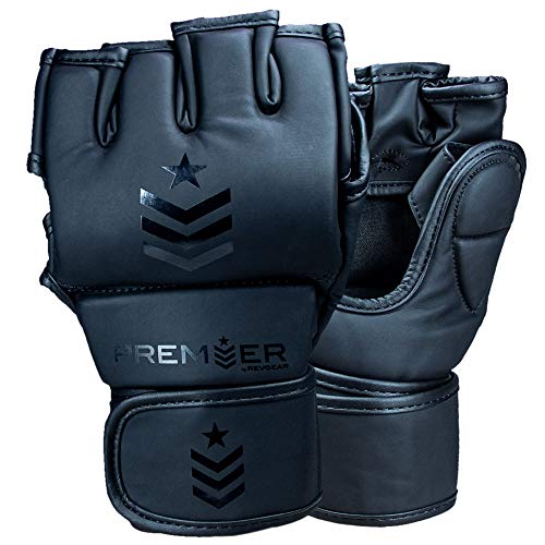 Revgear Premier MMA Grappling Gloves, MMA, Kickboxing, Martial Arts, Boxing - color: Black/Black, size: Large