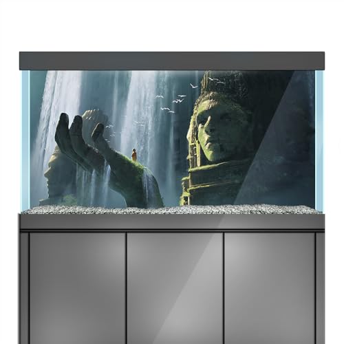 Aquarium Background Stickers - Buddha Statue India - Fish Tank Reptile Terrarium Decor Poster (120 x 60 cm / (47.2 x 23.6 inches)) - size: 120 x 60 cm / (47.2 x 23.6 inches)