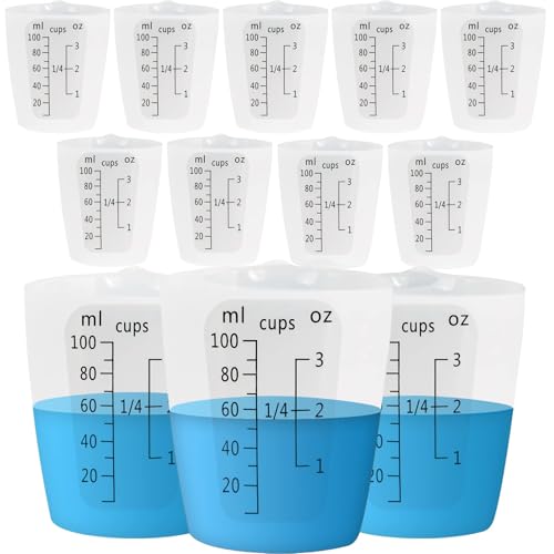 Creahaus 12pcs Silicone Measuring Cups for Resin, 100ml Non-Stick Black Measurements Epoxy Silicone Mixing Cups, Reusable Resin Supplies for Resin, Molds, Jewelry Making, Easy to Clean - color: Black, size: 12x100ml kit