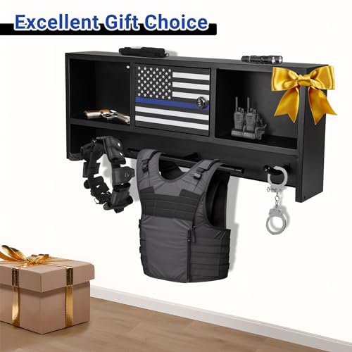 Neoaider Police Gear Rack, Police Hanger with Hooks - size: Wall Mounted w/Combination Lock