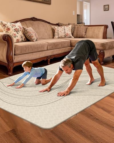 Large Yoga Mat (75.5"x47.6"x0.4"）Extra Wide & Thick 10mm - color: Cream