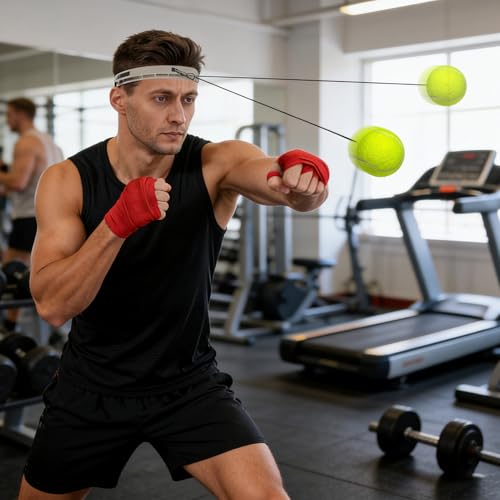 Boxing Reflex Ball Headband Set Punching Speed Reaction - color: tennis