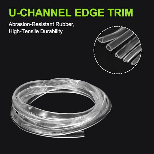 PATIKIL Rubber Seal Strip, 10Ft Flexible U Channel Edge Trim Protector Soundproof Door Seal Strips Fit 2-3mm Thick Edge, 9/32"(7mm) Width, 1/2"(13mm) Height, Transparent - size: 9/32"(7mm ) x 1/2"(13mm )