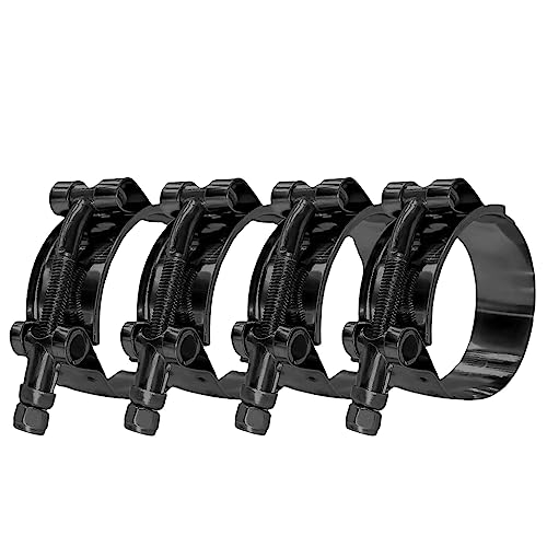 BOTTEN 4 Pack 1.25" Stainless Steel T-Bolt Hose Clamps - Clamp Range 41-46mm for 1.25 Hose ID (Black) - Durable and Reliable Hose Clamps for Secure Connections" - size: 1.25" Clamp Range 1.61" - 1.81"